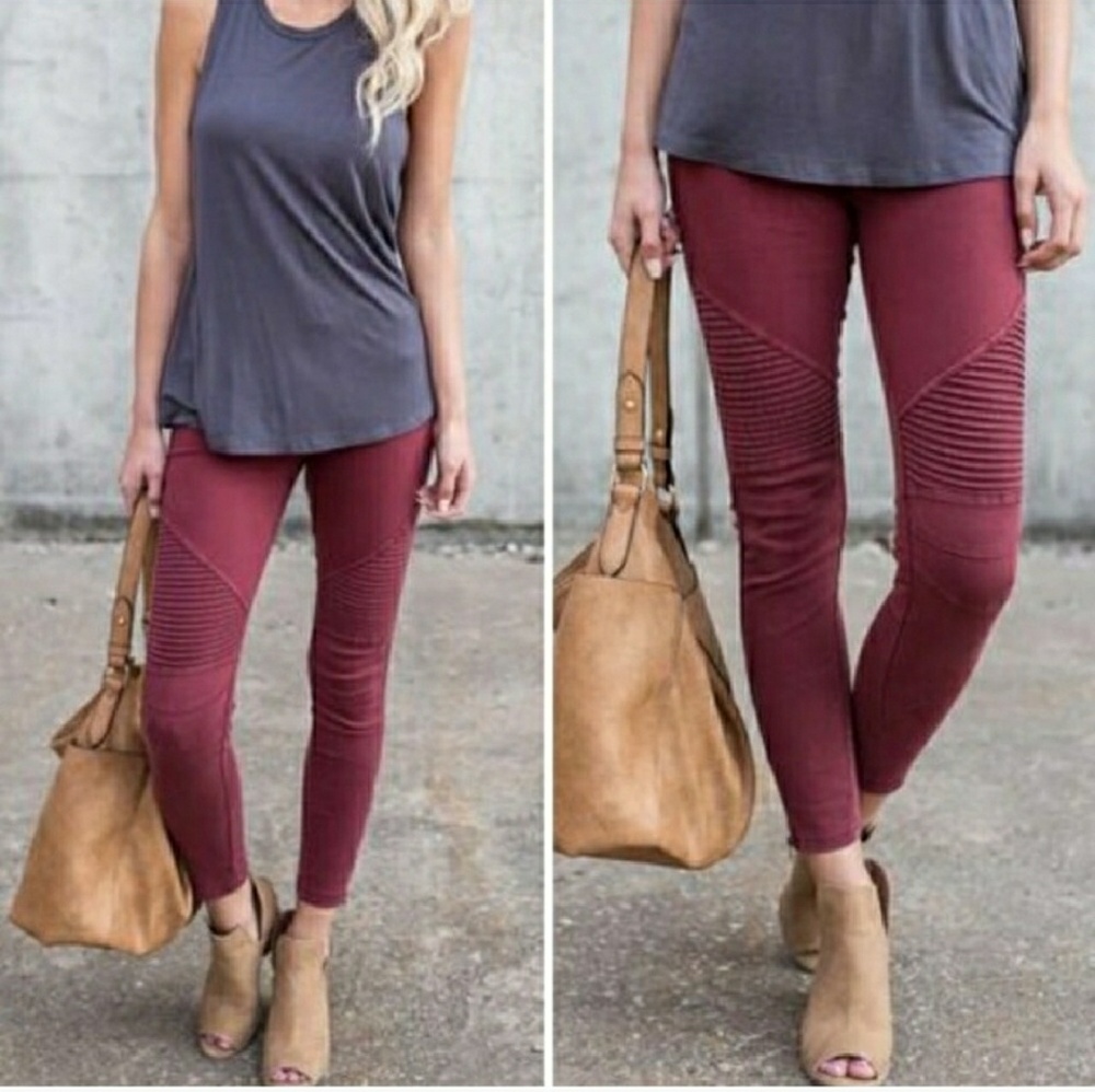 Moto Legging Pants W/Ankle Zip